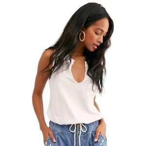 Free People In Your Pocket Slouchy Bodysuit Sz L in White